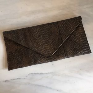 Oversized vegan leather python envelope clutch